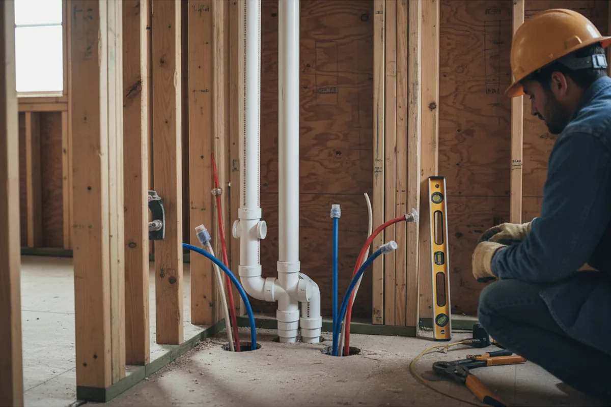Drain and supply rough-in during Sump Pump Repair in Clark